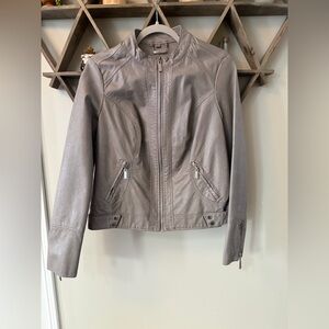 Jou Jou Gray Faux Leather Moto Jacket. Junior’s Size Large. Perfect condition.
